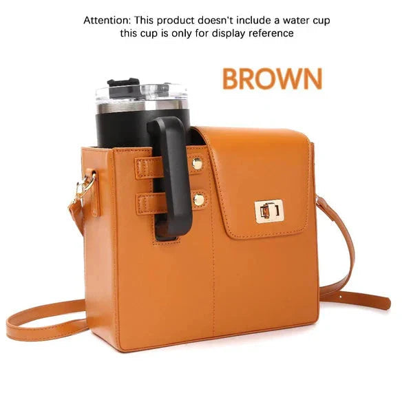 Crossbody Water Cup Storage Bag, Outdoor Water Bottle Carrier Bag With Storage Pocket, Tumbler Carrier Office Bag For Girls (Stanley Quencher Purse)
