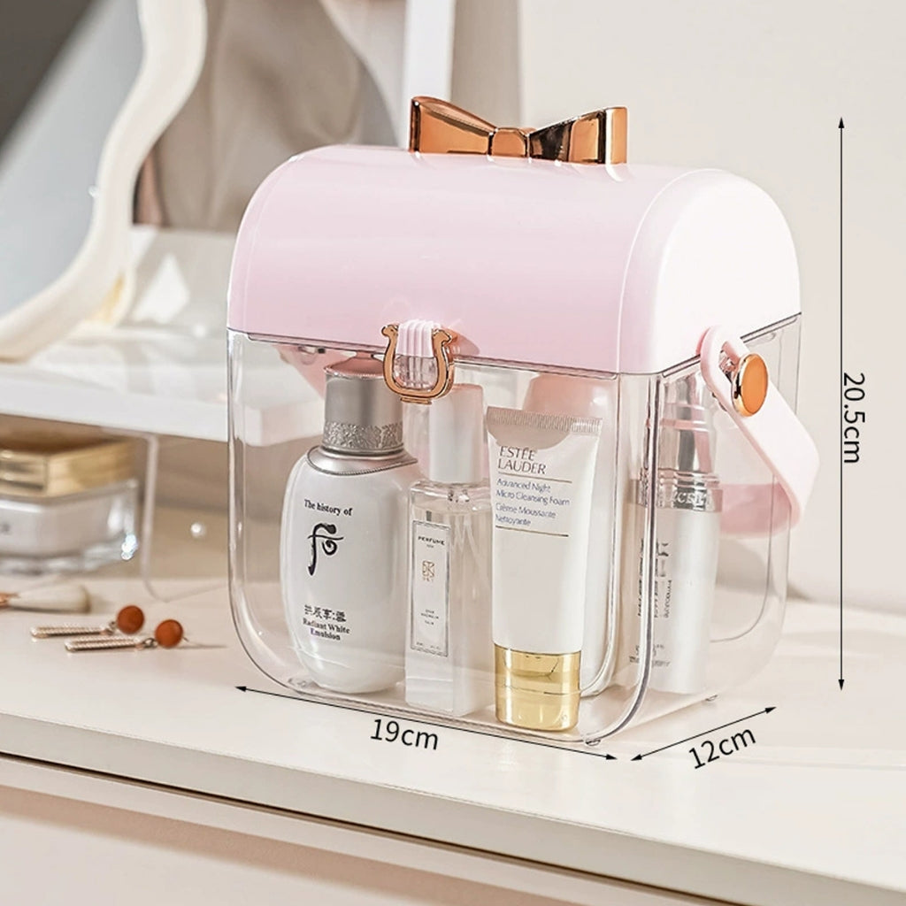 Premium Makeup Storage Case with Handle – Clear Vanity Organizer