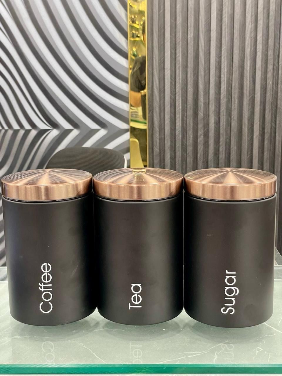 3Pcs Metal Airtight Storage Jars Set