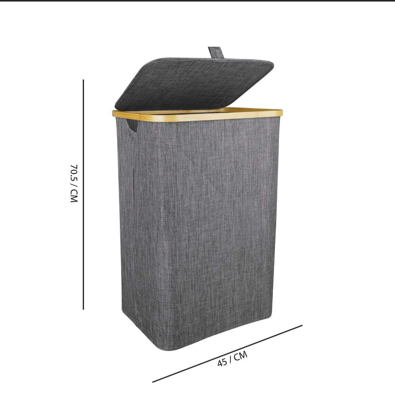 Wooden Laundry Hamper/Basket With Lid, Bathroom Tall Laundry Bin, 27.8in (H) X 17.7in (W), Grey, AY-8