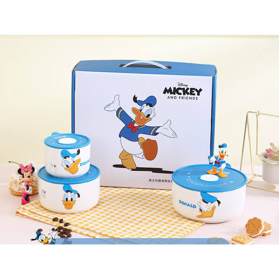 Walt Disney 3-Piece Airlock Food Container Set – Premium Quality Porcelain
