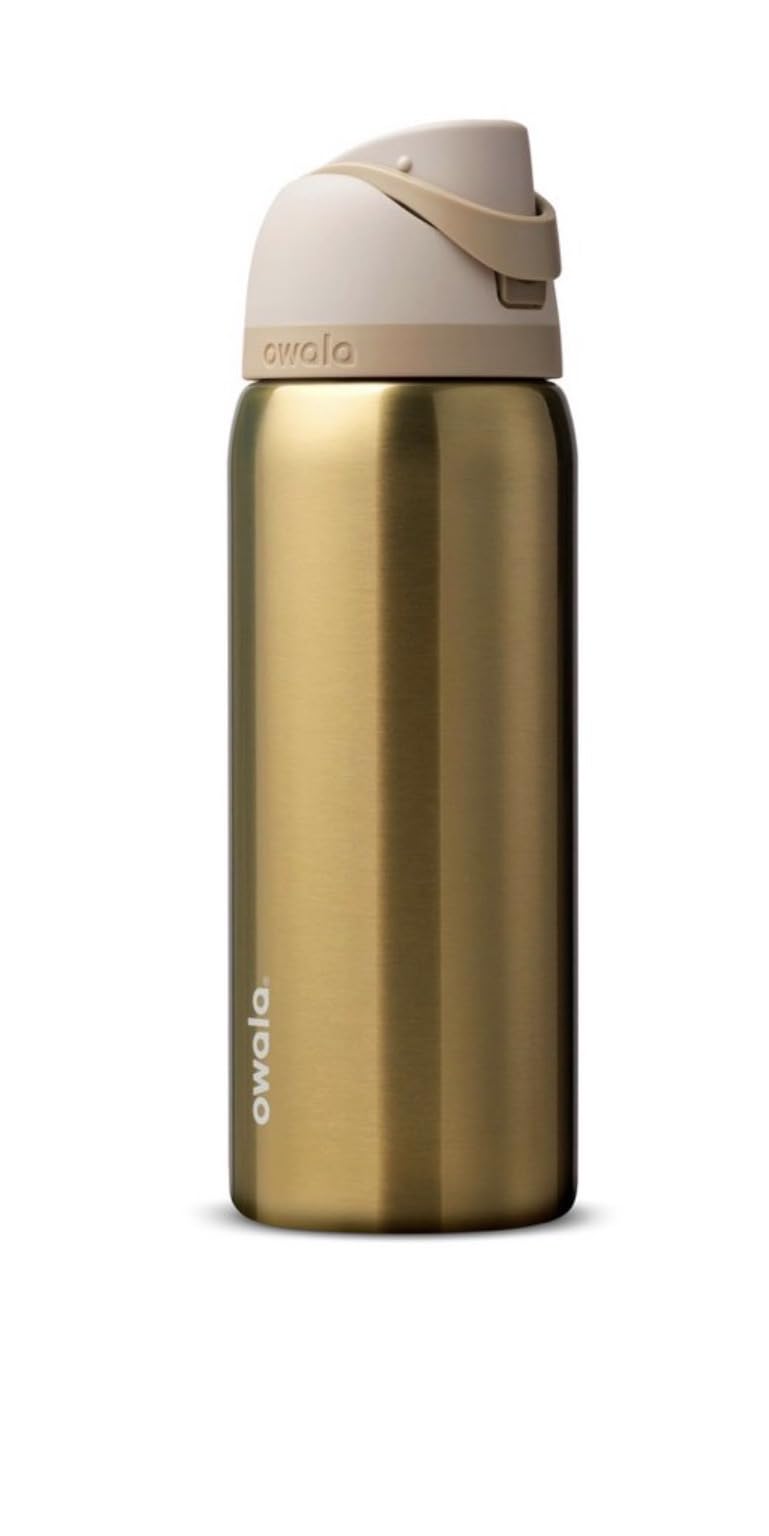Owala FreeSip Absolute Sleigh Limited Edition Metallic Gold Insulated Stainless Steel Water Bottle 32oz