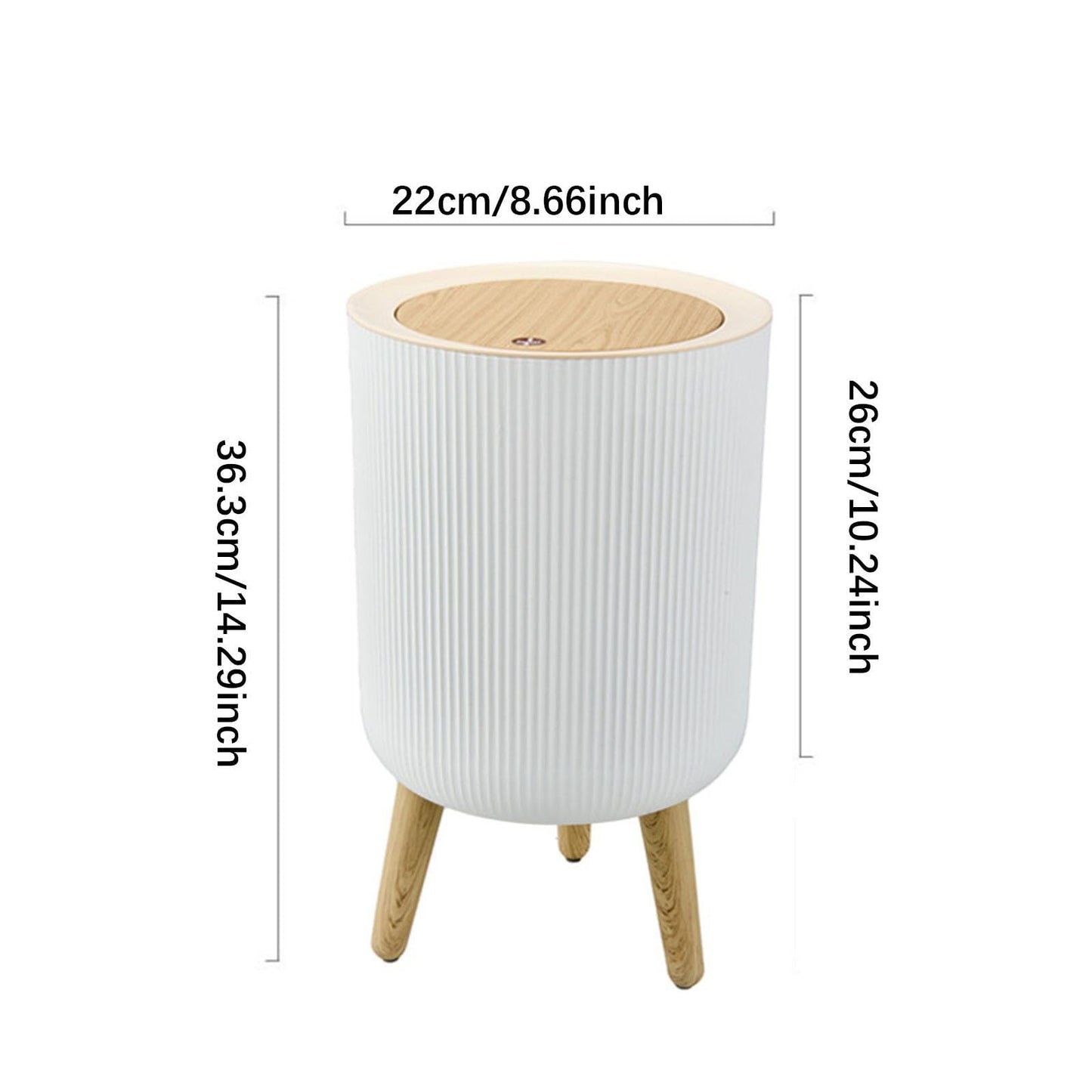 Bathroom Trash Can with Lid High Foot Dustbin for Laundry Living Room Dining 7L | Dustbin for Home | Plastic Trash Can