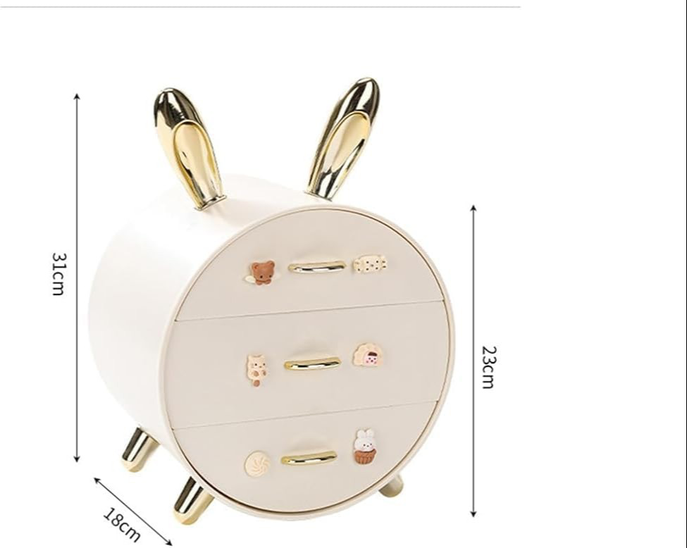 Cute Bunny Drawer Organizer – Multi-Layer Desktop Storage Box for Makeup, Jewelry & Stationery