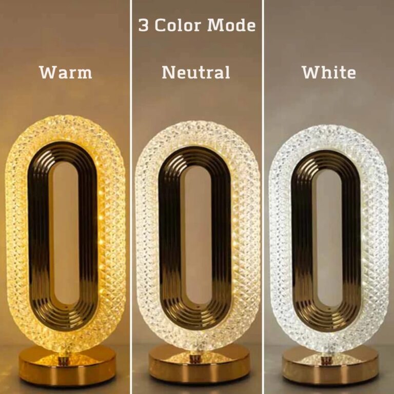 Luxury Crystal Oval Table Lamp – USB Rechargeable LED Night Light with Touch Dimming