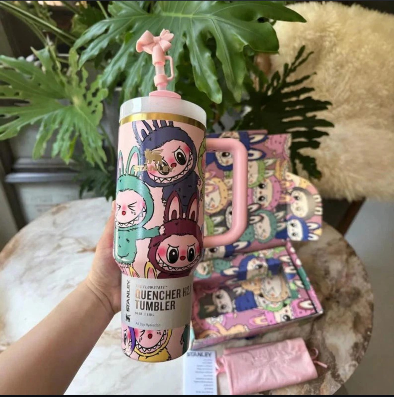 Stanley Labubu Quencher H2.0 FlowState™ Tumbler 40 oz With Labubu Doll Keychain With Accessories