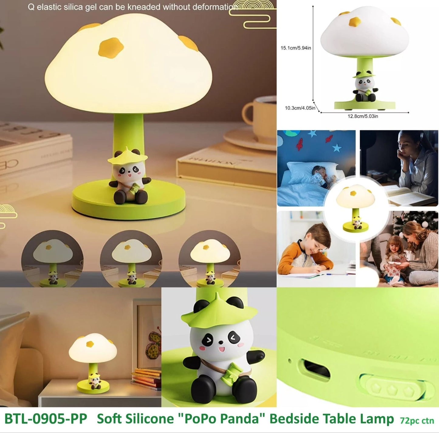 Panda Cloud USB Rechargeable Night Light - Dimmable Touch Sensor Bedside Lamp