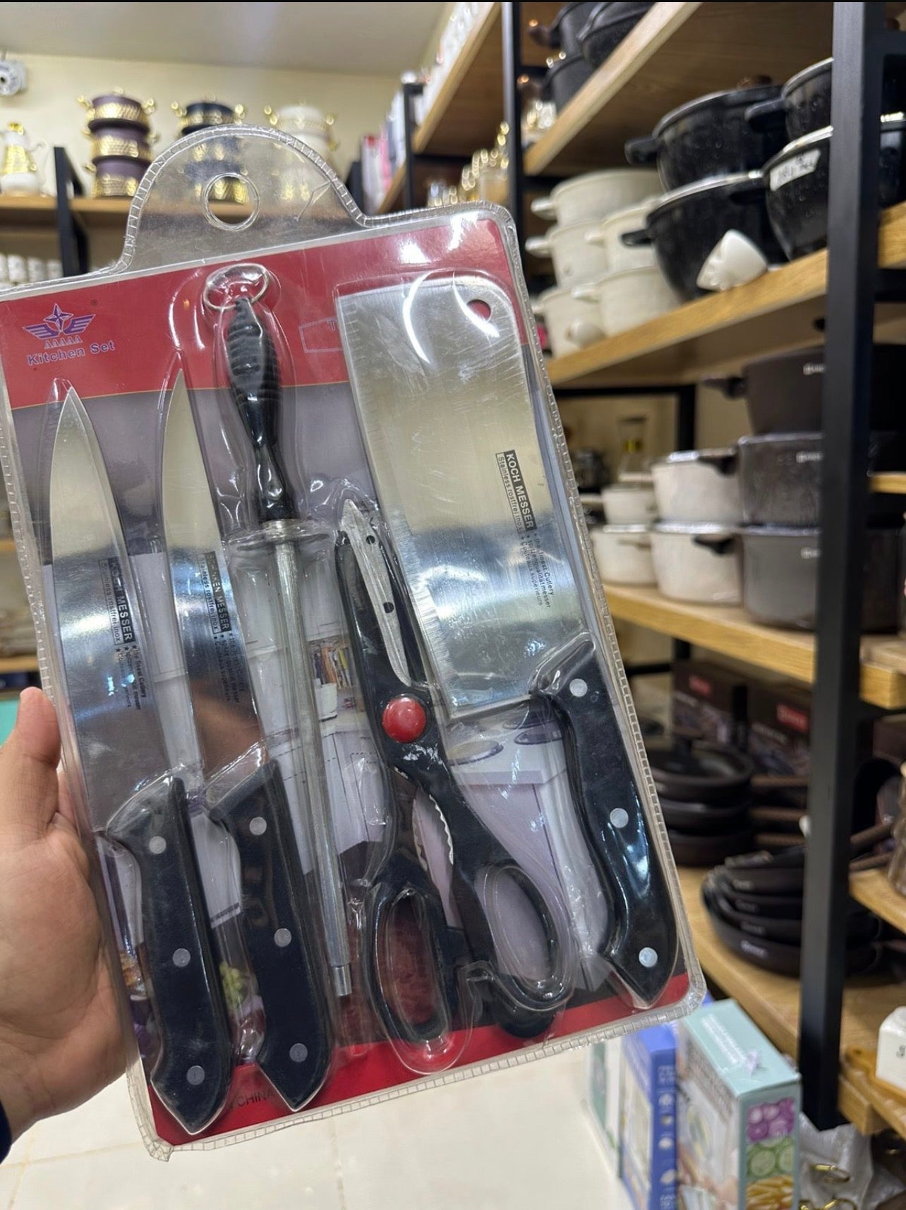 5-Piece Stainless Steel Knife Set with Cleaver & Sharpener