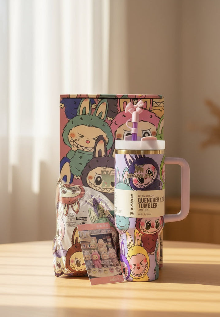 Stanley Labubu Quencher H2.0 FlowState™ Tumbler 40 oz With Labubu Doll Keychain With Accessories
