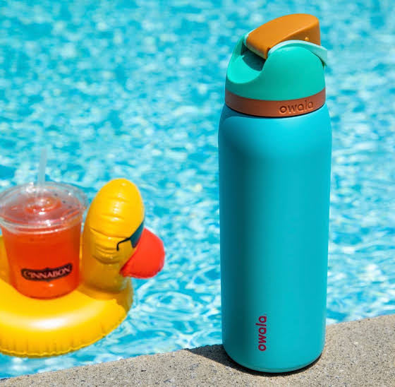 Owala FreeSip Stainless Steel Water Bottle – Palm Springs Turquoise Edition (32 oz / 946 ml)