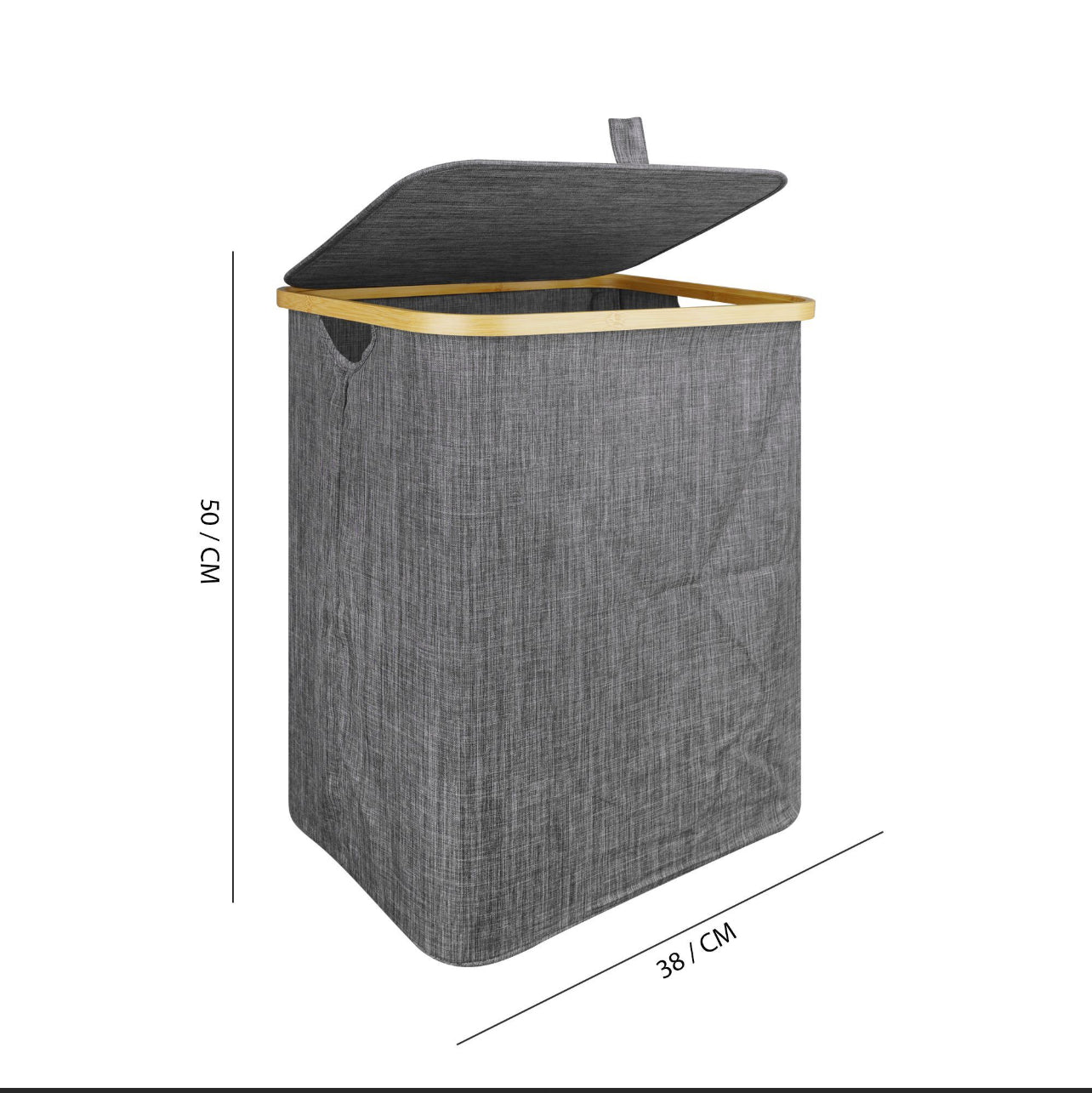Wooden Laundry Hamper/Basket With Lid, Bathroom Tall Laundry Bin, 19.7in (H) X 15in (W) X 11in (D), Grey, AY-5