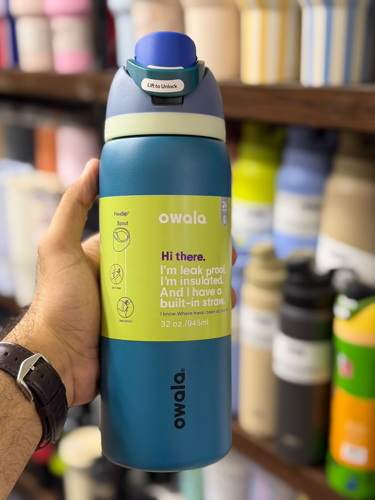 Owala FreeSip 32oz Insulated Stainless Steel Water Bottle – Teal Blue Edition