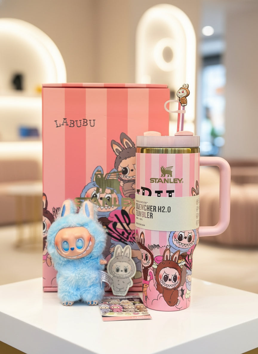 Stanley Labubu Quencher H2.0 FlowState™ Tumbler 40 oz With Labubu Doll Keychain With Accessories