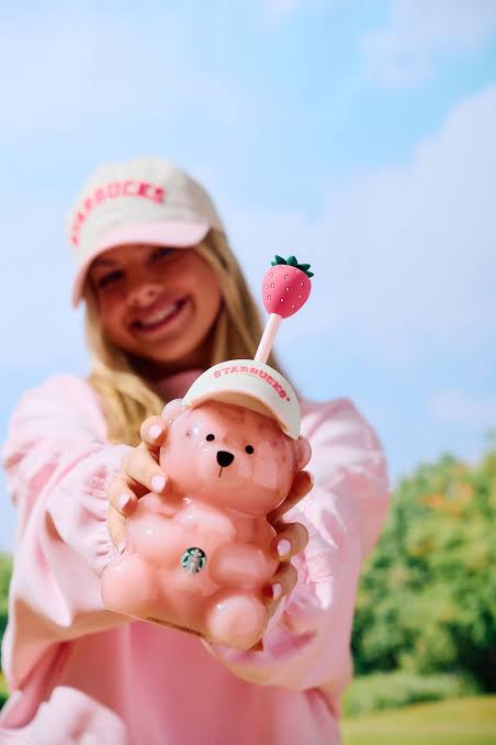 Starbucks Strawberry Bearista Pink Edition Glass Cup 20oz