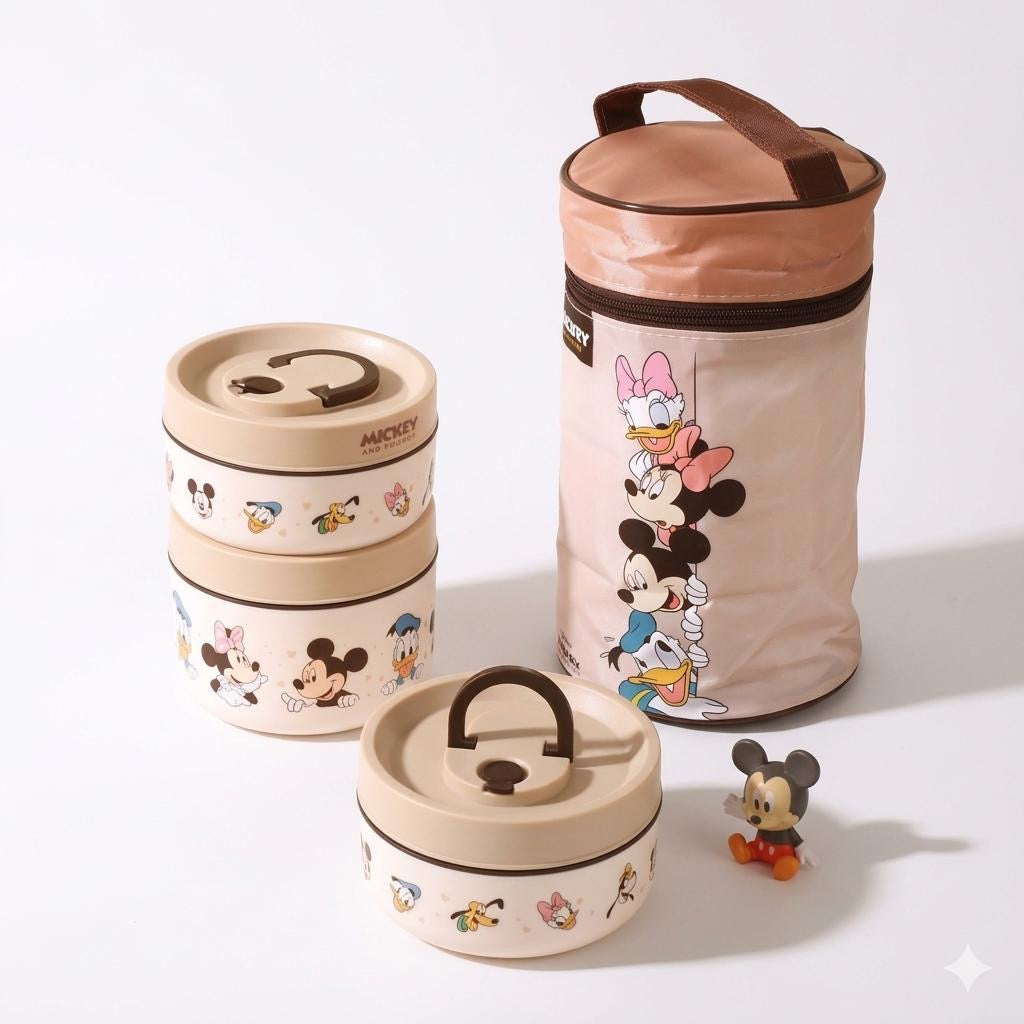 Disney Mickey Mouse & Friends 3-Tier Lunch Box Set with Insulated Carry Bag