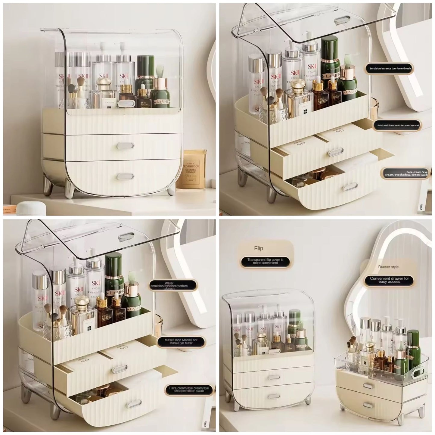 Large Capacity Cosmetic Organizer With Drawers