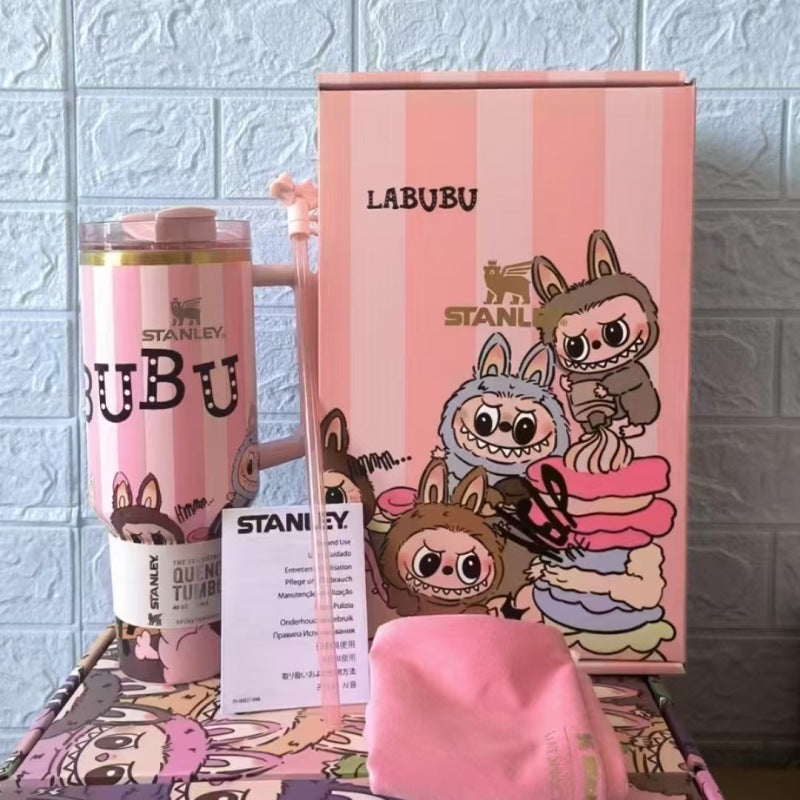 Stanley Labubu Quencher H2.0 FlowState™ Tumbler 40 oz With Labubu Doll Keychain With Accessories
