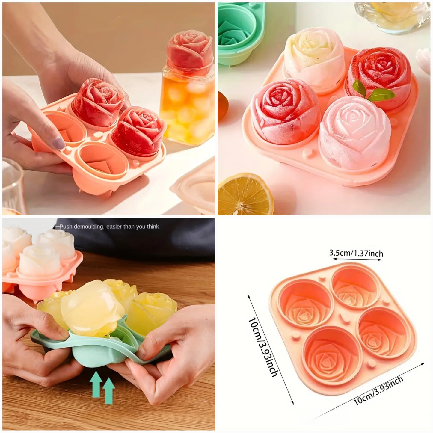 Rose Flower Shape Silicone Ice Cube Molds Ice Cream Tray Cocktails Reusable Icemaker Kitchen