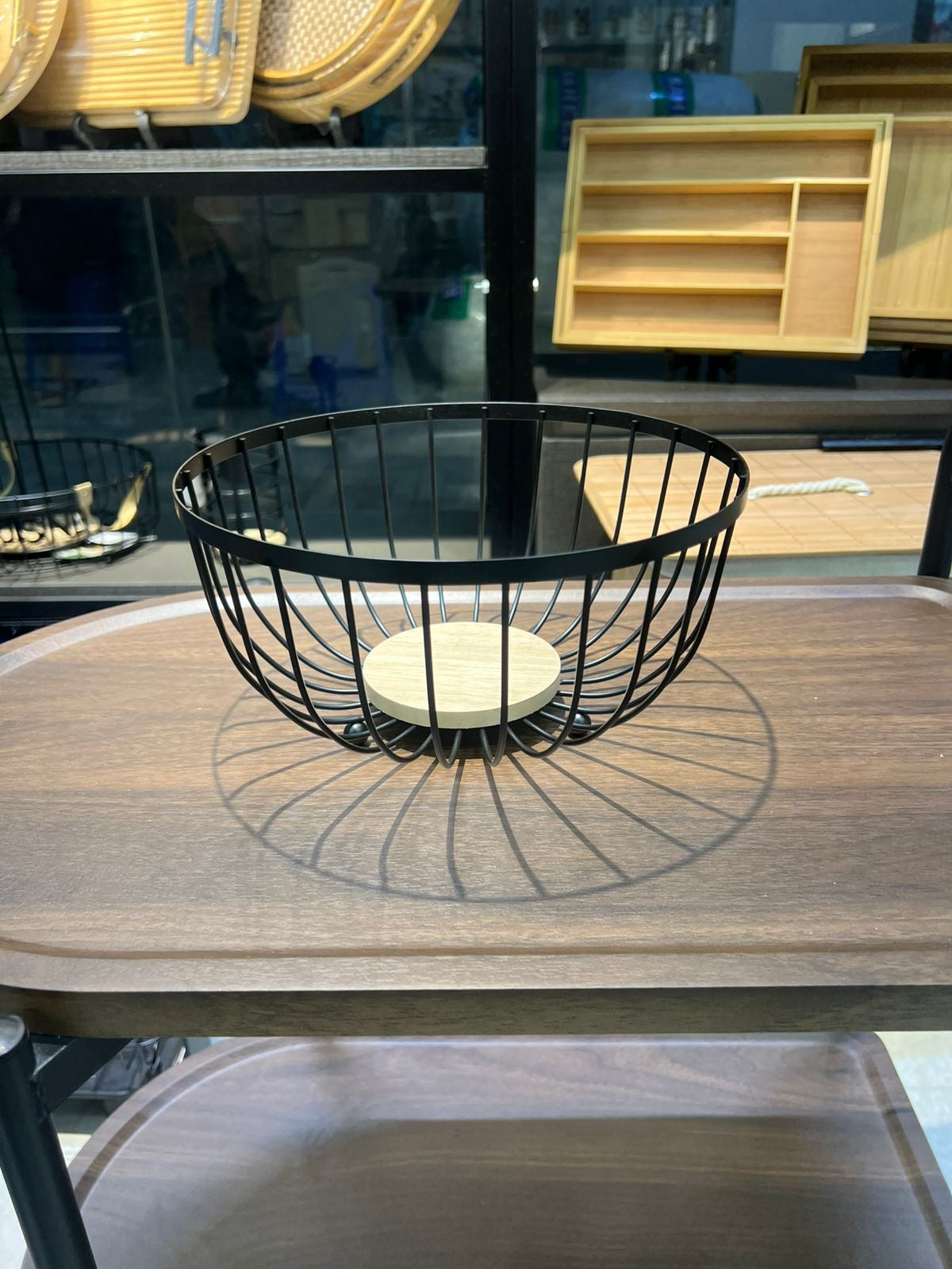 Metallic & Oak Fruit Basket