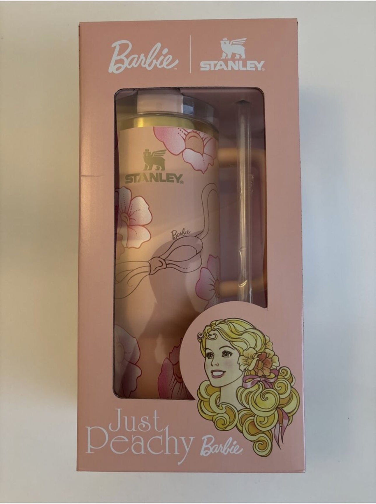 New Barbie x Stanley '80s Just Peachy 40oz Peaches 'N Cream Quencher Tumbler