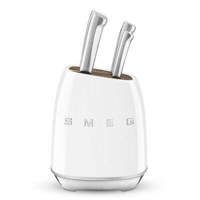 SMEG Block Knife Set Stainless Steel – 7-Piece Kitchen Knife Set - White