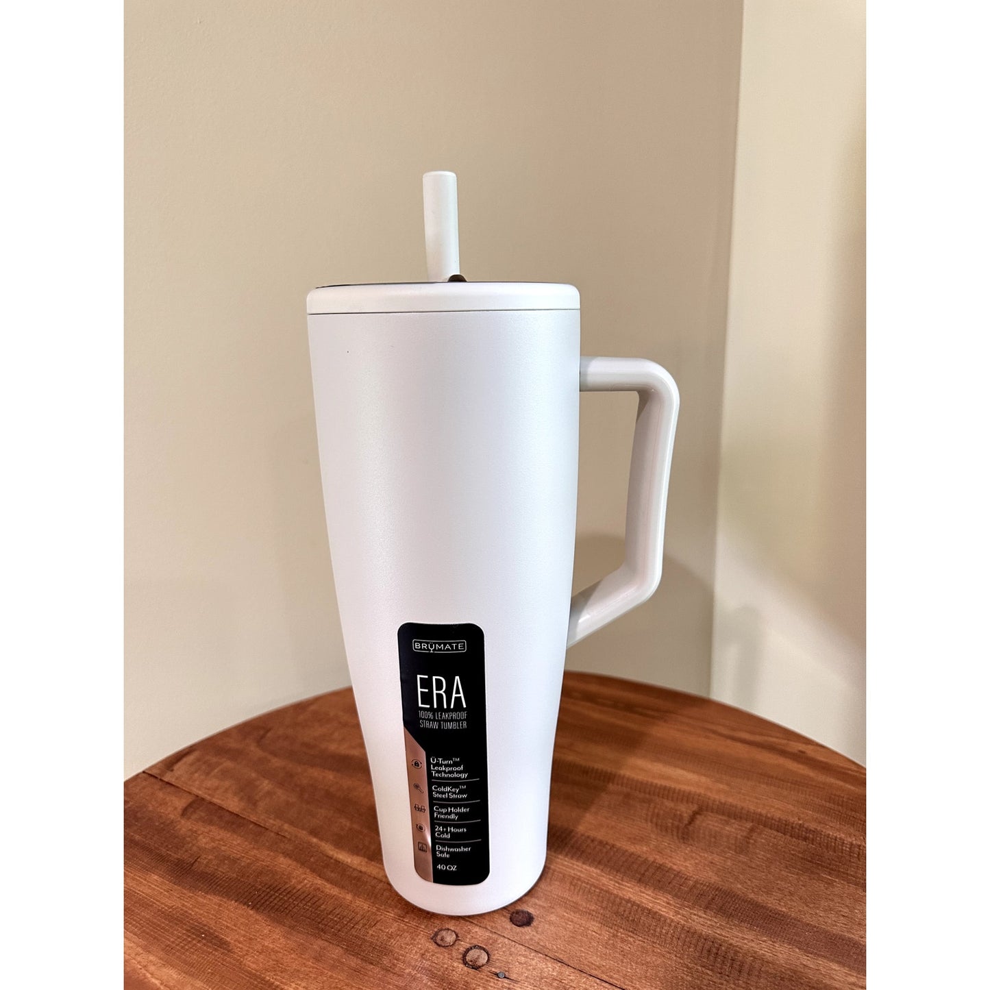 BrüMate Era 40 oz Tumbler with Handle and Straw | 100% Leakproof Insulated Tumbler with Lid and Straw | Made of Stainless Steel | Cup Holder Friendly Base | 40oz (Dune)