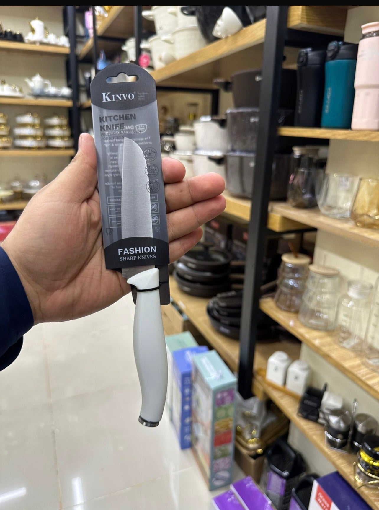 Kinvo Chef Knife Professional Blade with White Handle