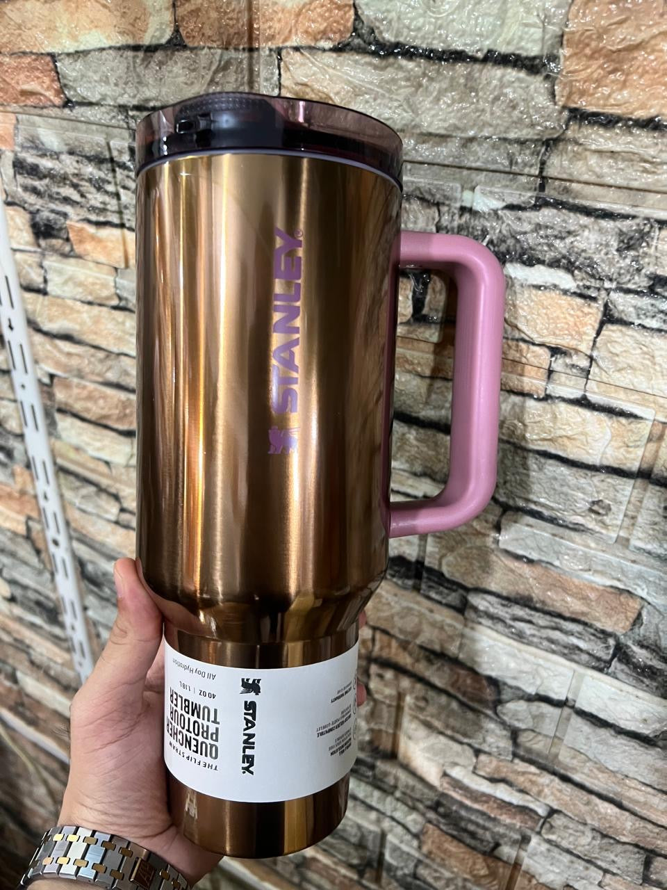STANLEY QUENCHER PROTOUR FLIP STRAW GLOSSY ROSE GOLD TUMBLER | 40OZ