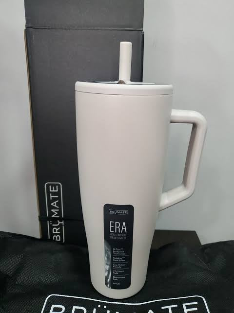 BrüMate Era 40 oz Tumbler with Handle and Straw | 100% Leakproof Insulated Tumbler with Lid and Straw | Made of Stainless Steel | Cup Holder Friendly Base | 40oz (Dune)