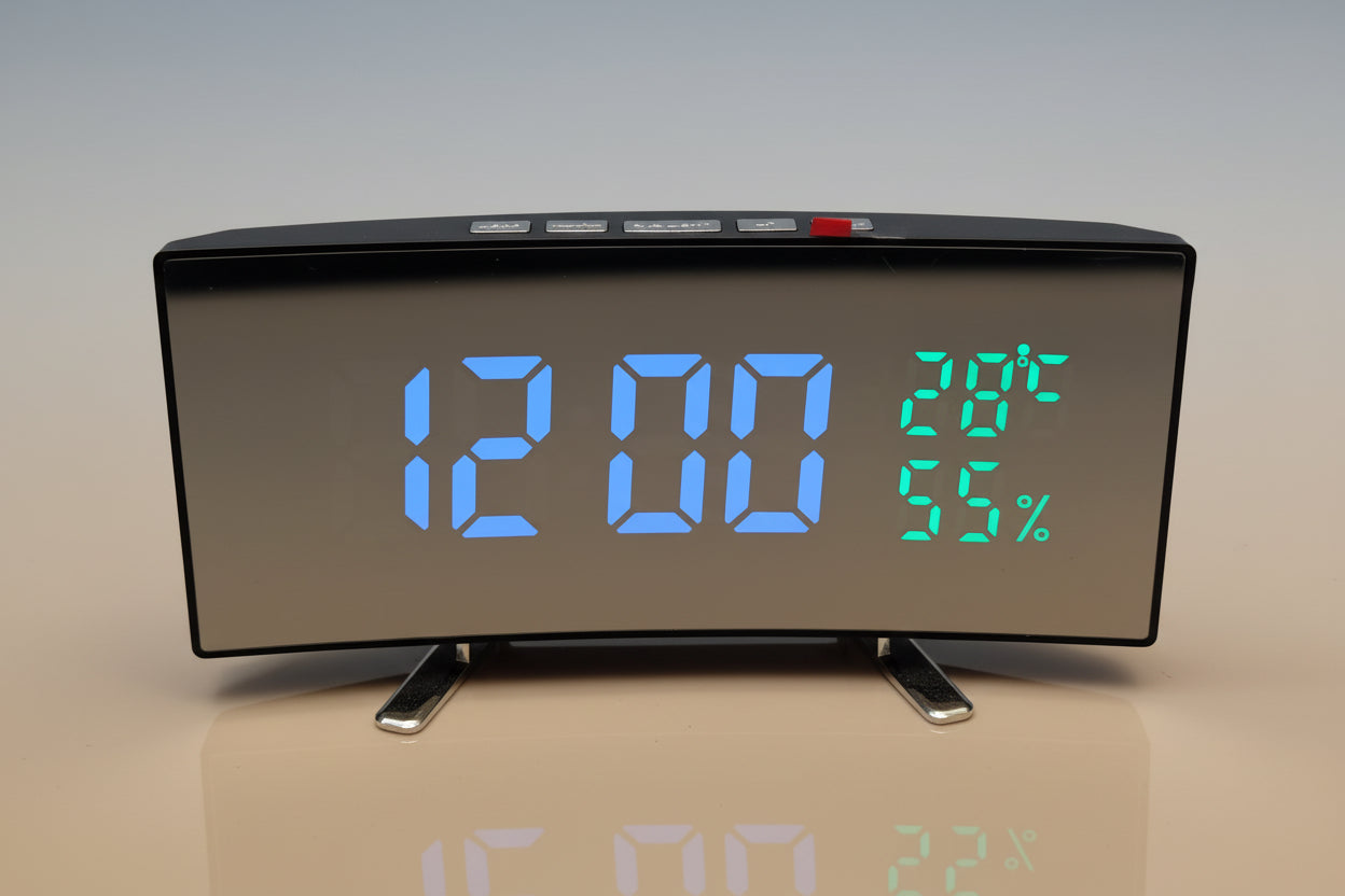 Smart LED Desk Clock with Time, Temperature & Humidity Monitor