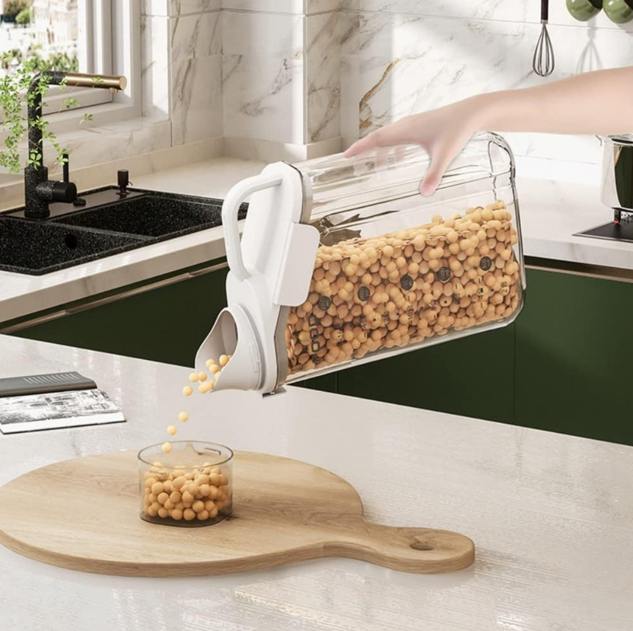 Rice Airtight Dry Food Storage Containers with Pourable Spout,Rice Storage Bin Cereal Containers Dispenser,Airtight Cereal Container Rice Barre