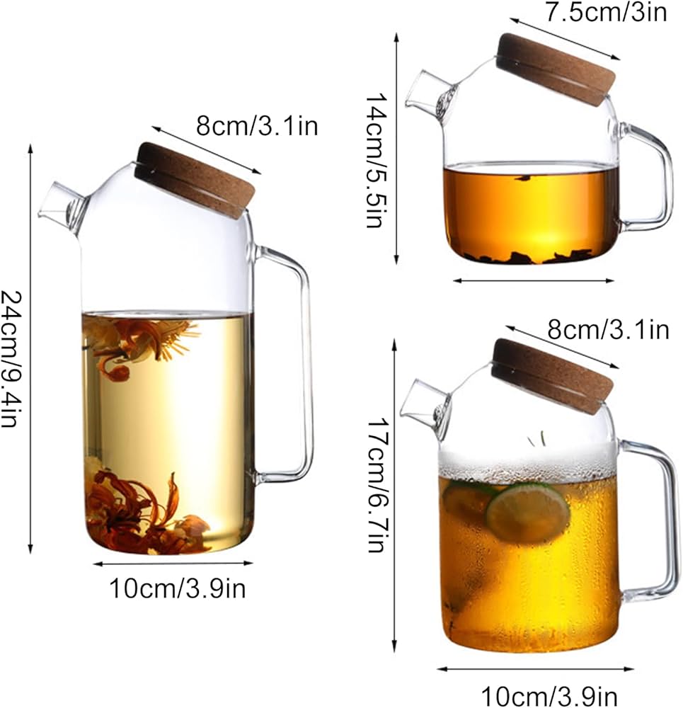Nordic Borosilicate Glass Teapot with Wood Lid Stove Proof