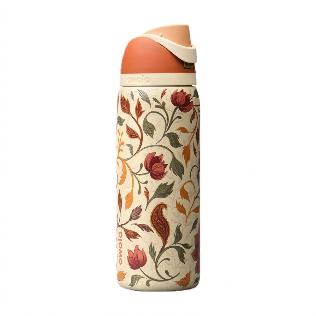 Owala FreeSip Stainless Steel Water Bottle – Woodland Boho Vintage Floral Edition (32 oz / 946 ml)