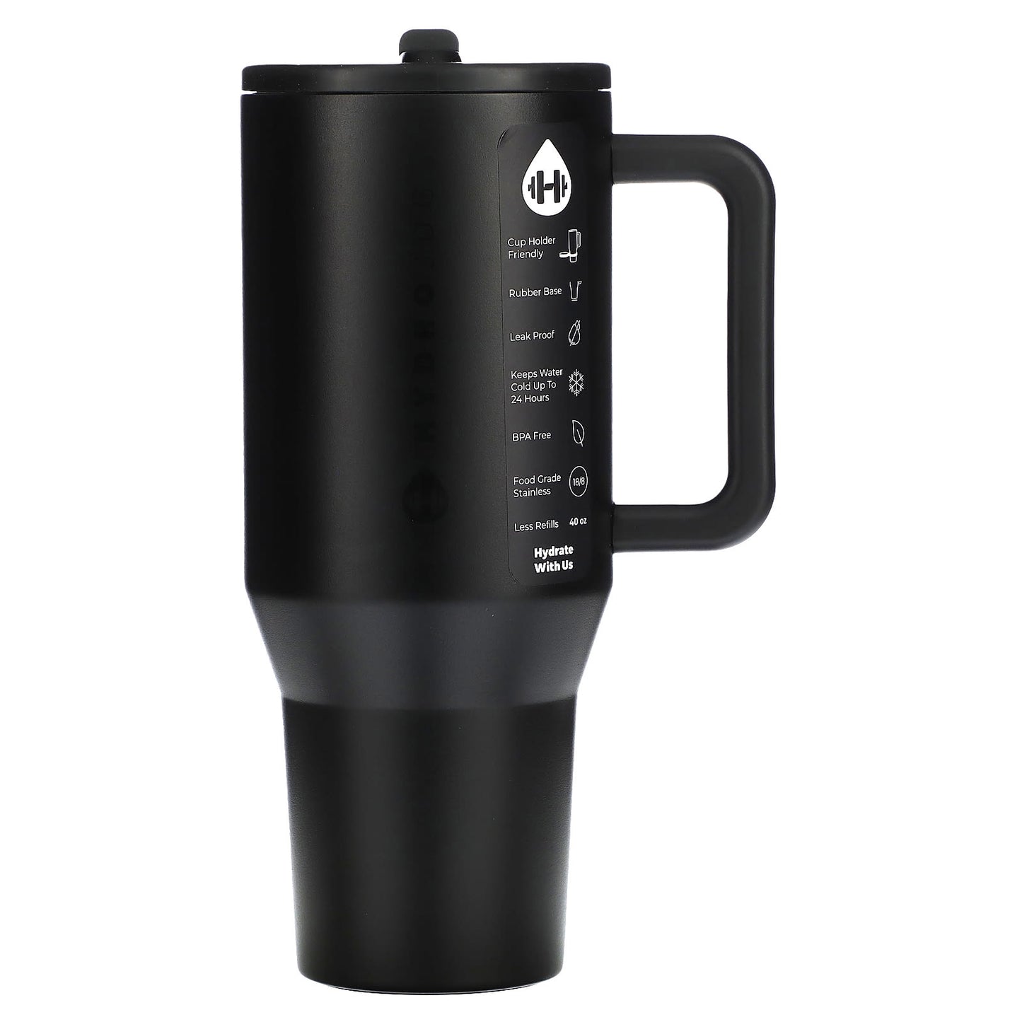 HydroJug Traveler 40 oz Insulated Stainless Steel Tumbler – Matte Black