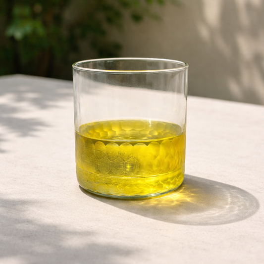 6PCS Luxury Honeycomb Glass Tumblers with Golden Bottom – Premium Drinking Glass Set