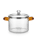 800ml Mini Borosilicate Glass Casserole with Lid | Heat-Resistant Hammered Glass Cooking Pot