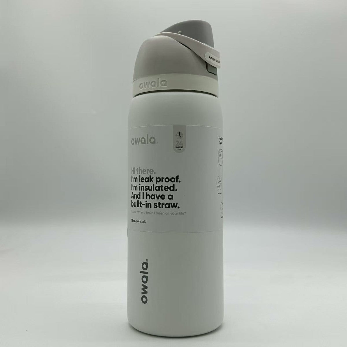 Owala FreeSip 32oz (945ml) Insulated Stainless Steel Water Bottle – Shy Marshmallow White