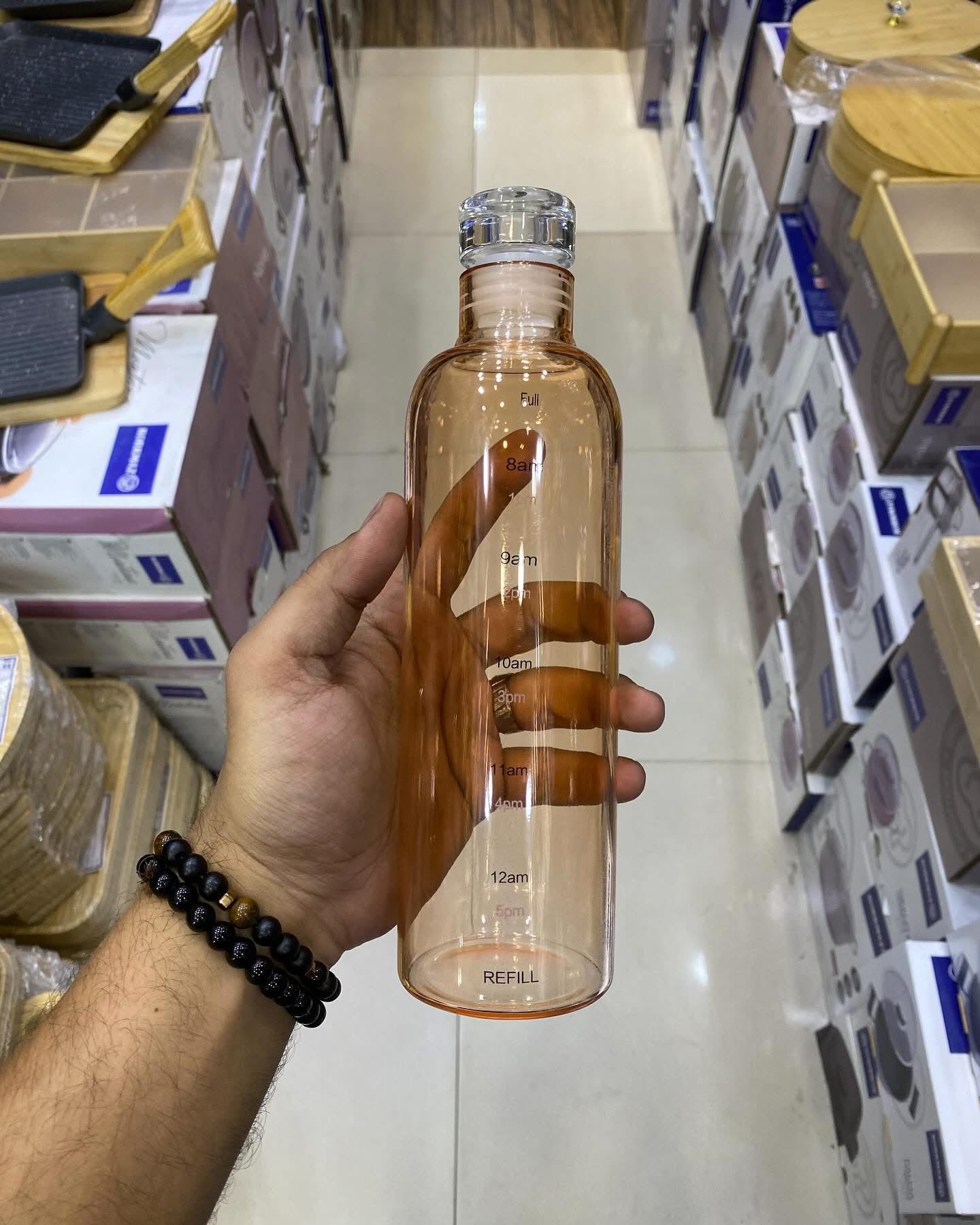 550Ml Gradient Borosilicate Glass Water Bottle With Time Marking