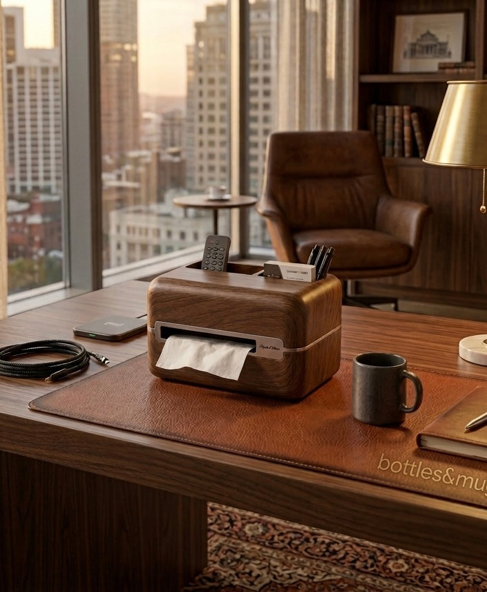 Luxury Magnetic Tissue Box & Remote Control Organizer – Elegant Multi-Purpose Desktop Storage