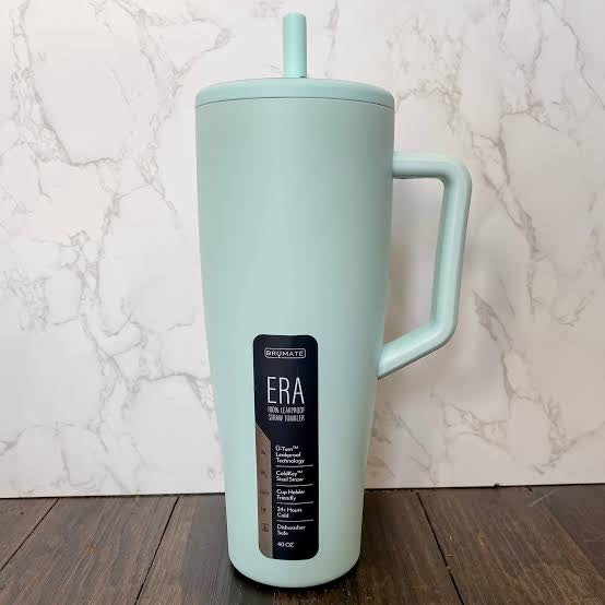 BrüMate Era 40 oz Tumbler with Handle and Straw | 100% Leakproof Insulated Tumbler with Lid and Straw | Made of Stainless Steel | Cup Holder Friendly Base | 40oz (Blue Agave)