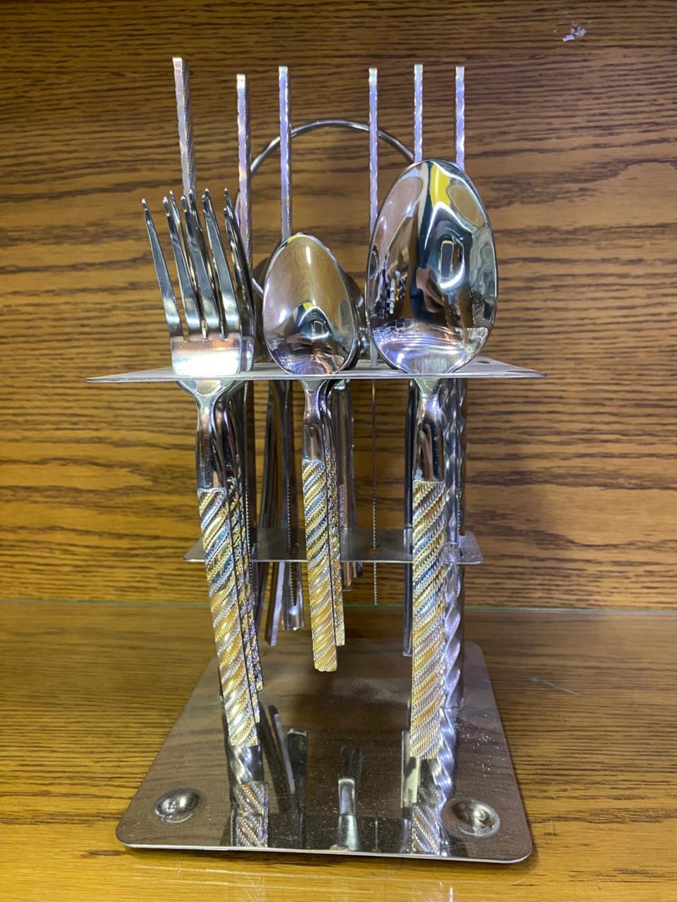 Luxury Design Stainless Steel Cutlery 24Pcs Set With a Display Stand.