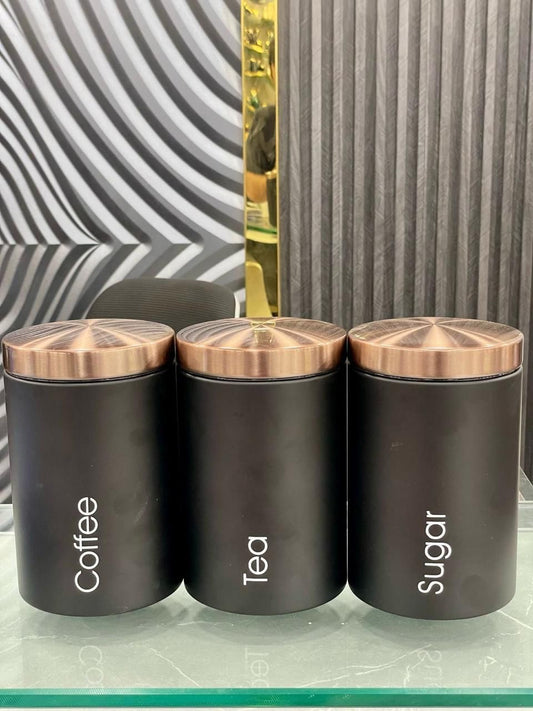 3Pcs Metal Airtight Storage Jars Set