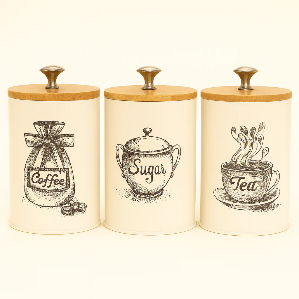 Classic Cream Kitchen Canister Trio | 3Pcs Set