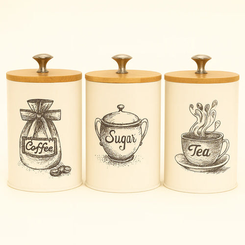 Classic Cream Kitchen Canister Trio | 3Pcs Set