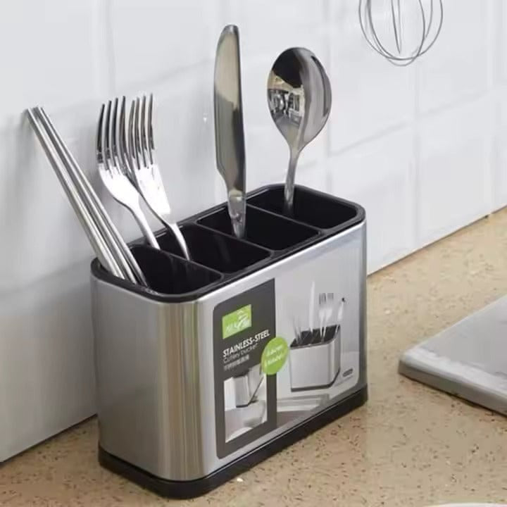 4 Portion Kitchen Stainless Steel Cutlery Organizer