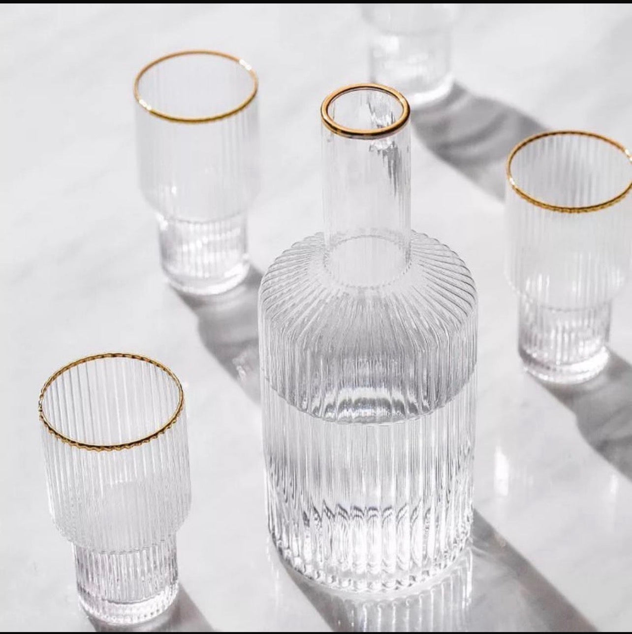 Buy Vintage Optic Glass Decanter Set – 5-Piece Elegant Drinkware Set