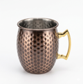 Hammered Stainless Steel Mug with Gold Handle | 500Ml