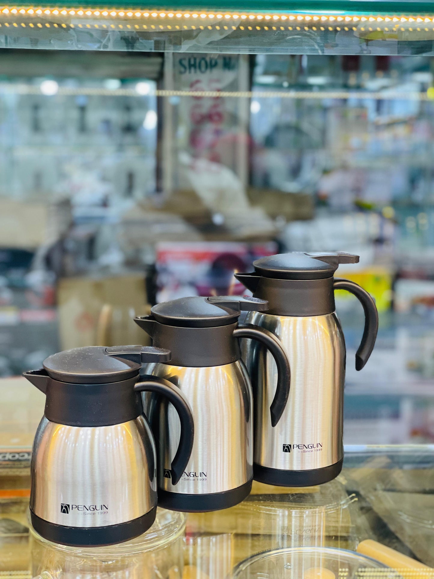 PENGUIN Stainless Steel Thermos Coffee Pot Vacuum Flask Black