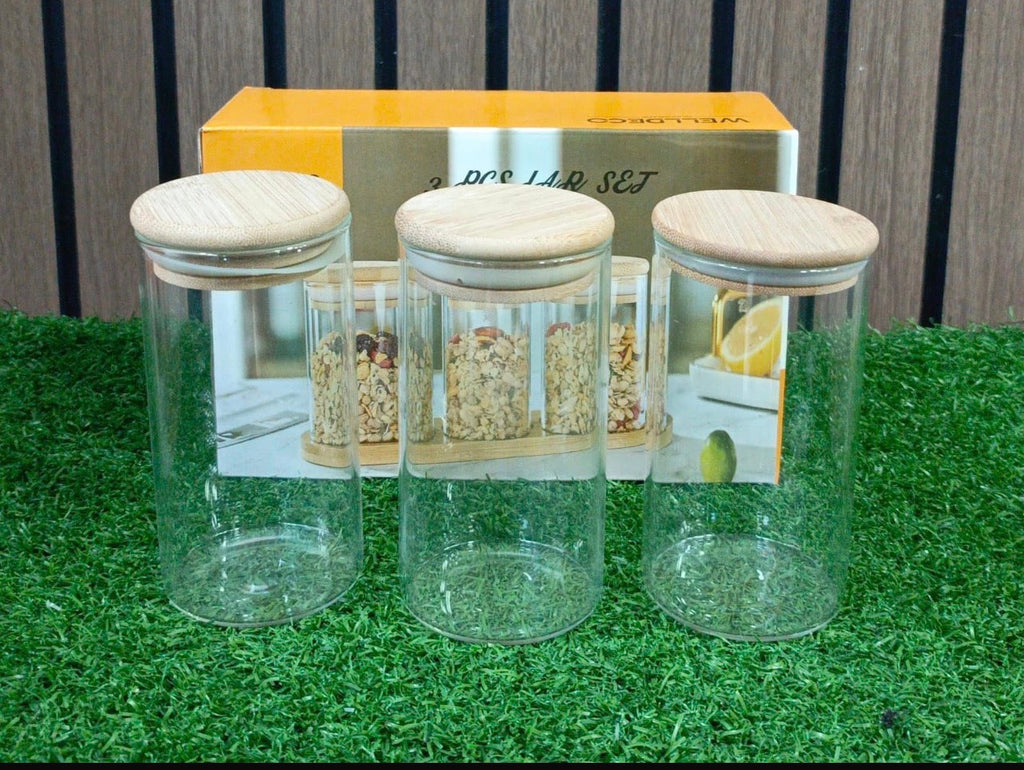 320ml Premium Glass Spice Jar Set with Wooden Lids