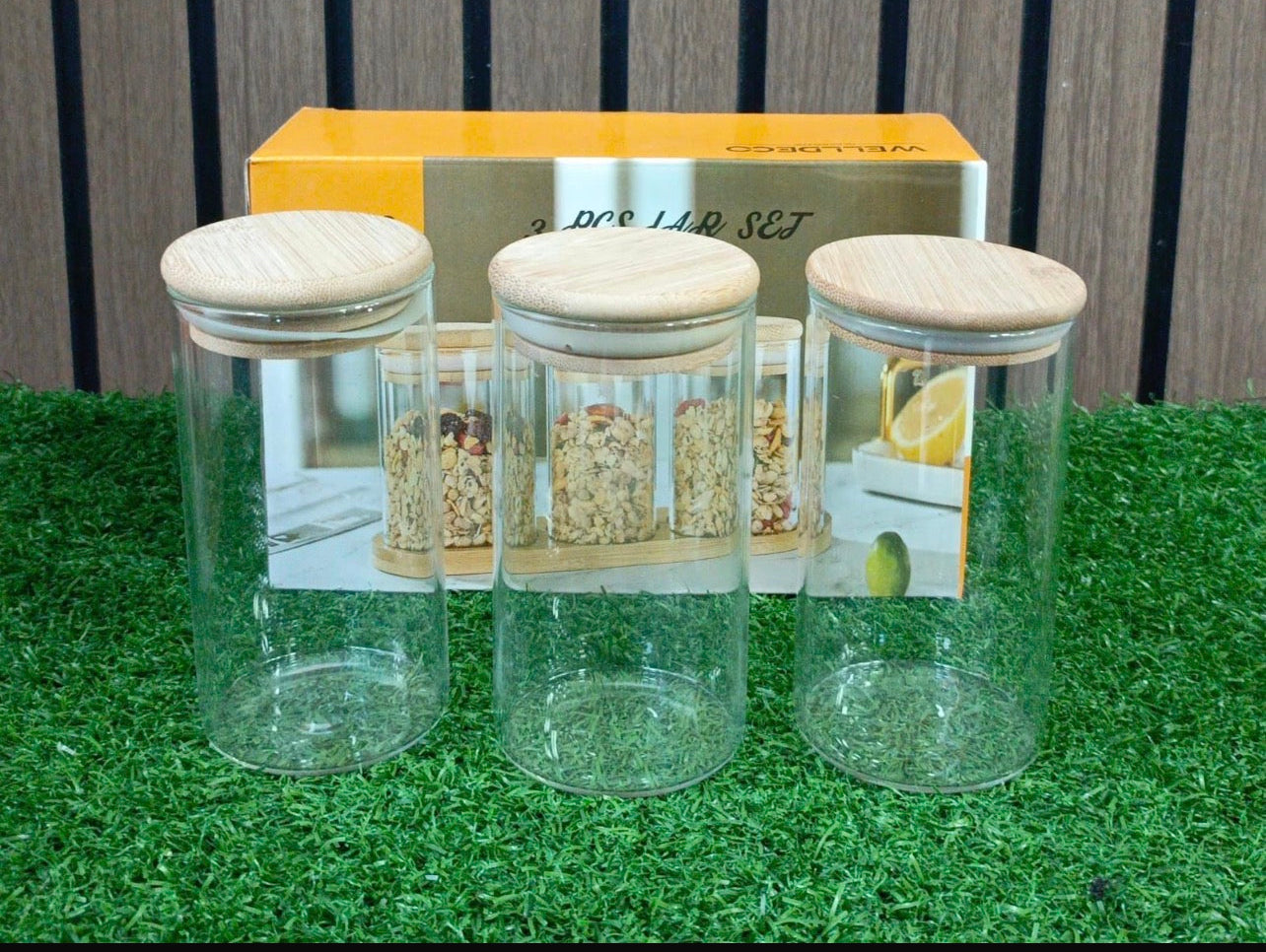 320ml Premium Glass Spice Jar Set with Wooden Lids